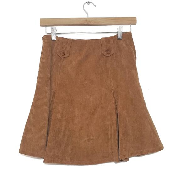 ModCloth | Corduroy Pleated Flare Skirt Retro and Neutral - Picture 1 of 8